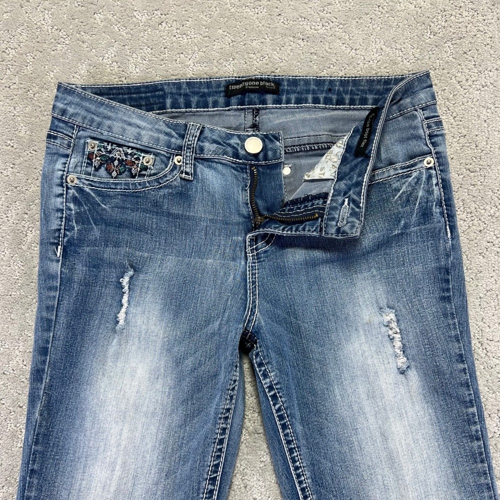 Twentyone Black Rue21 Jeans Women 5/6R Mid Rise Boot Flex Blue Denim Stretch